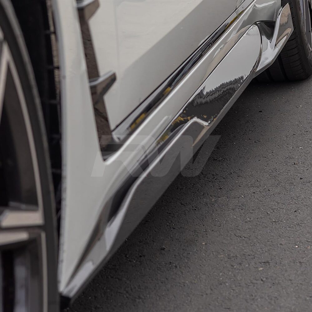 Alternative view of RW Carbon BMW i4 Dry Carbon Fiber Side Skirt Extensions