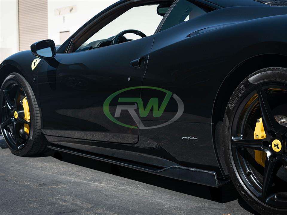 Alternative view of RW Carbon Ferrari 458 Carbon Fiber Side Skirt Extensions
