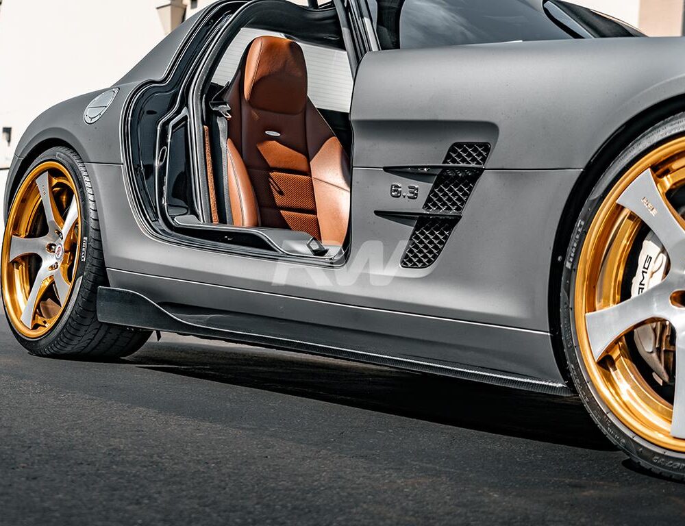 RW Carbon Mercedes SLS Renn Style CF Side Skirt Extensions