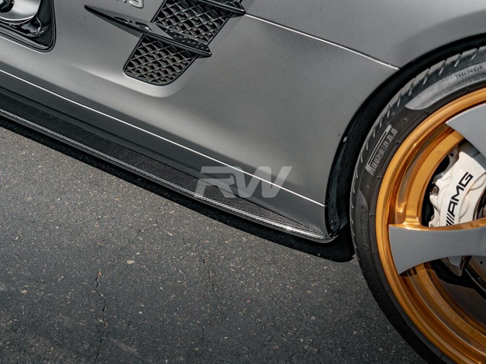 RW Carbon Mercedes SLS Renn Style CF Side Skirt Extensions - Image 5