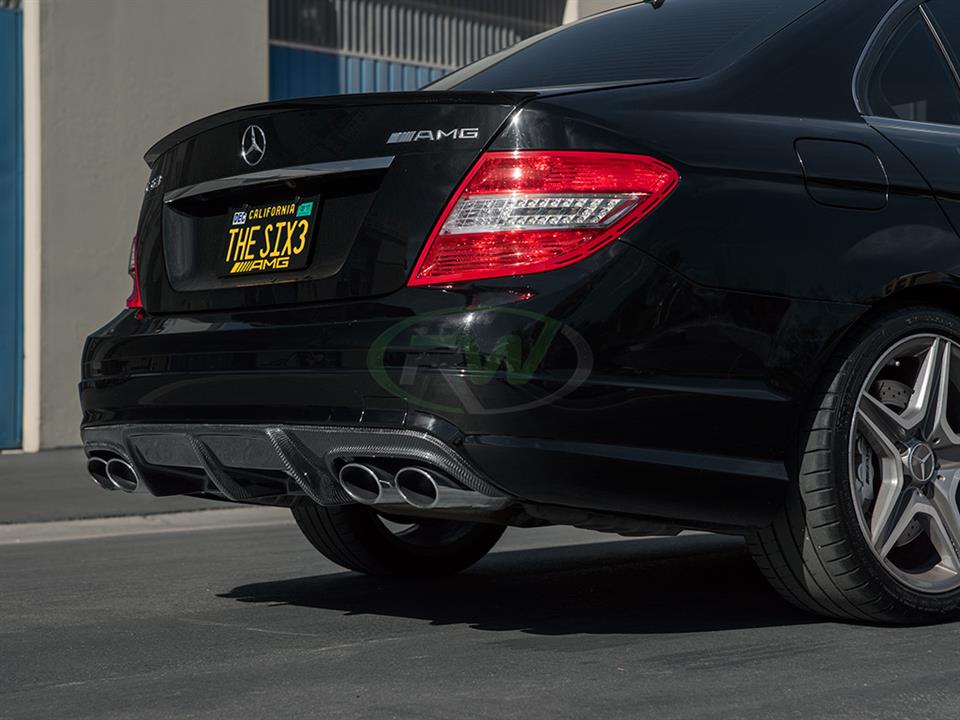 Alternative view of RW Carbon Mercedes W204 C63 Arkym Style Carbon Fiber Diffuser