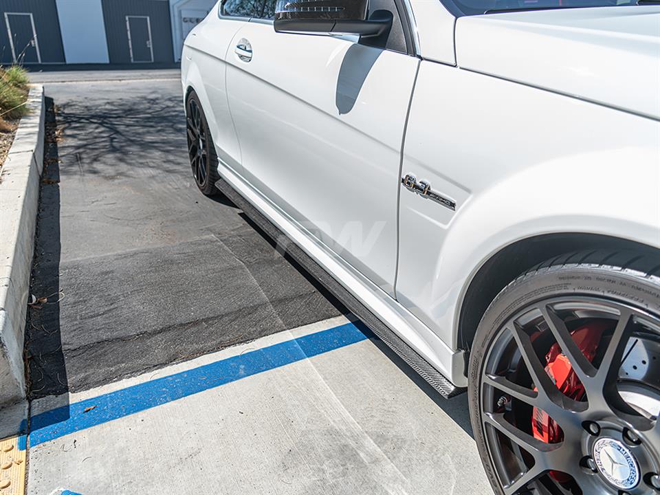 Alternative view of RW Carbon Mercedes W204 C63 Carbon Fiber Side Skirt Extensions