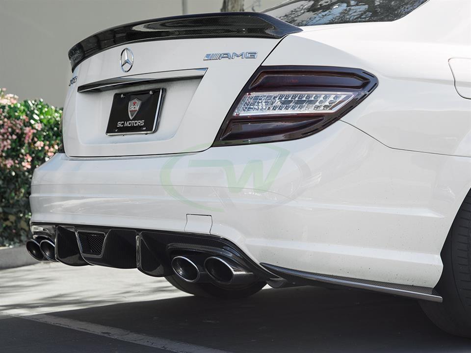 Alternative view of RW Carbon Mercedes W204 Carbon Fiber Rear Bumper Splitters