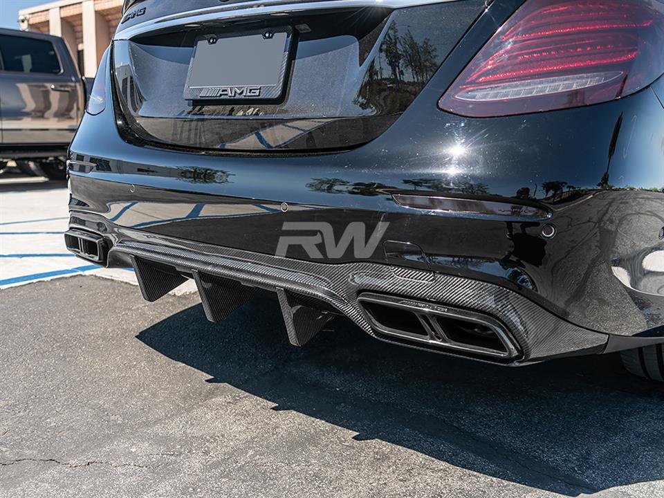 Alternative view of RW Carbon Mercedes W213 E63S Carbon Fiber Rear Diffuser