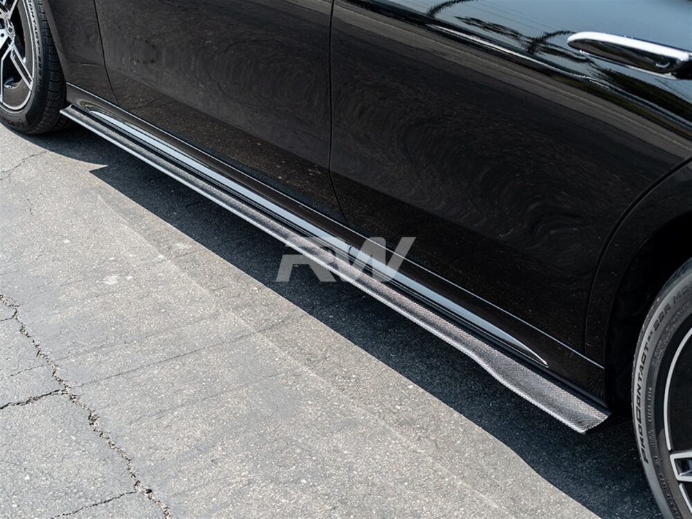 RW Carbon Mercedes W214 Carbon Fiber Side Skirt Extensions