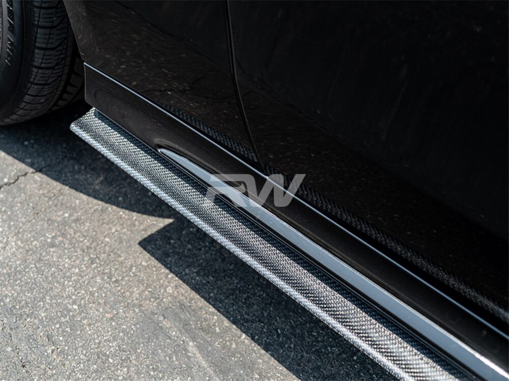 RW Carbon Mercedes W214 Carbon Fiber Side Skirt Extensions - Image 2
