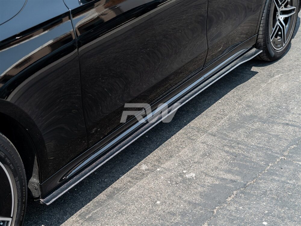 RW Carbon Mercedes W214 Carbon Fiber Side Skirt Extensions - Image 5