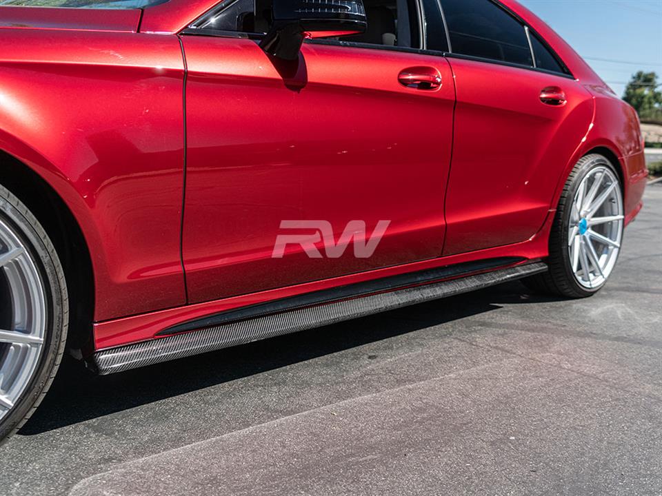 RW Carbon Mercedes W218 CLS Carbon Fiber Side Skirt Extensions
