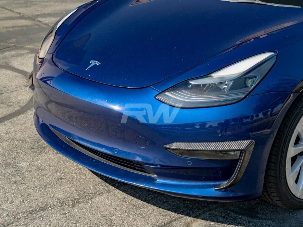 RW Carbon Tesla Model 3 Carbon Fiber Front Bumper Trims - Image 4