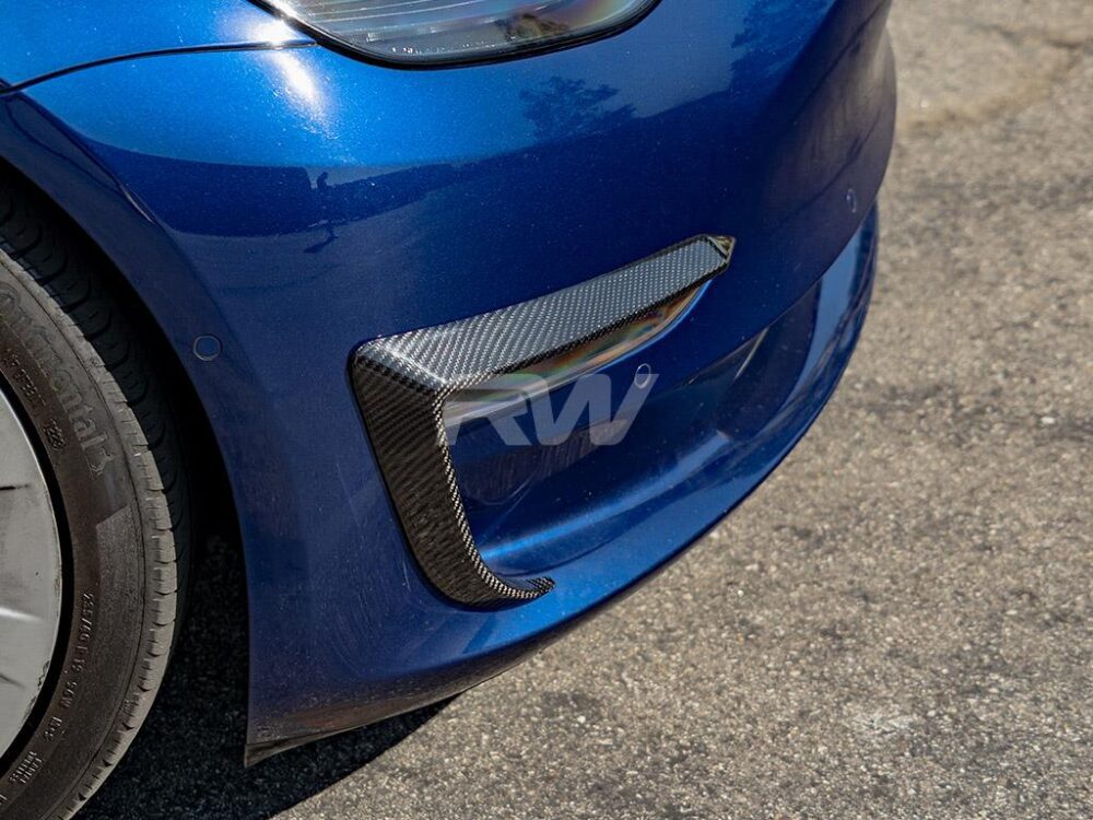 RW Carbon Tesla Model 3 Carbon Fiber Front Bumper Trims - Image 3