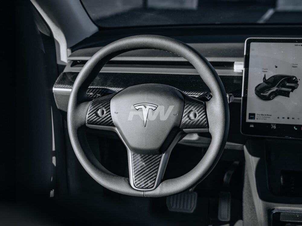 RW Carbon Tesla Model 3 / Y Carbon Fiber Steering Wheel Trim - Image 2