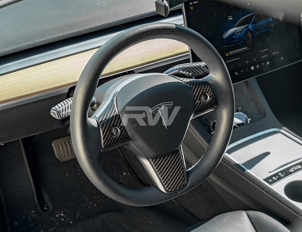 RW Carbon Tesla Model 3 / Y Carbon Fiber Steering Wheel Trim
