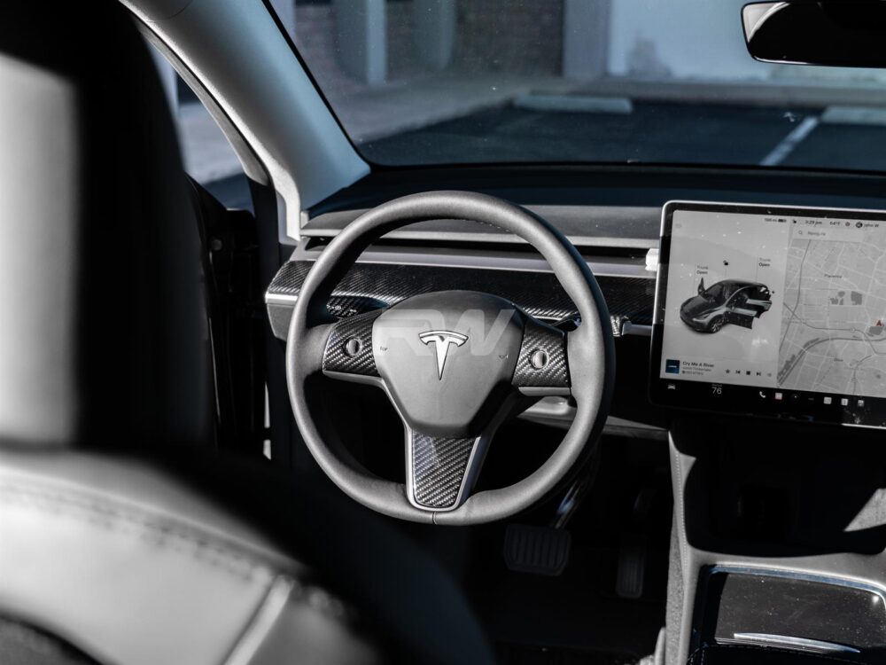 RW Carbon Tesla Model 3 / Y Carbon Fiber Steering Wheel Trim - Image 3