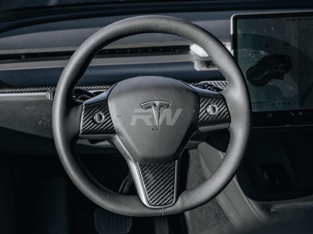 RW Carbon Tesla Model 3 / Y Carbon Fiber Steering Wheel Trim - Image 4