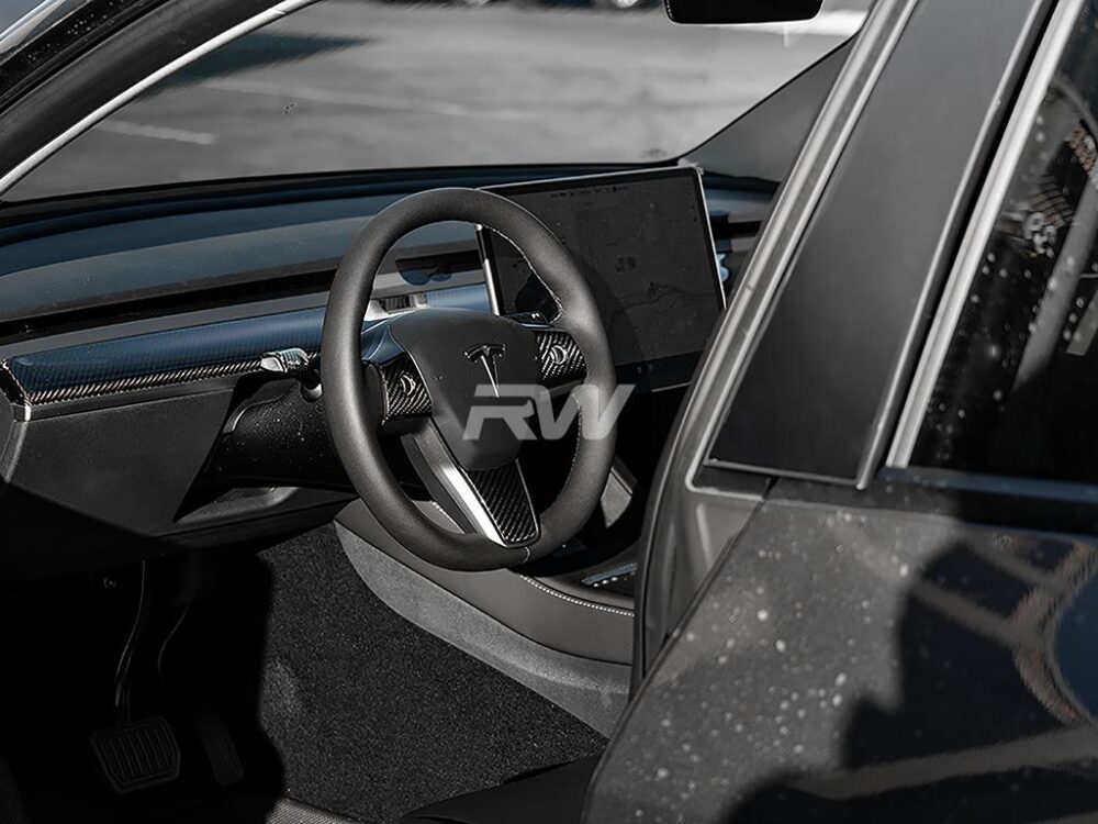 RW Carbon Tesla Model 3 / Y Carbon Fiber Steering Wheel Trim - Image 5