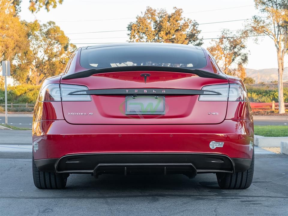 Alternative view of RW Carbon Tesla Model S Carbon Fiber Rear Diffuser