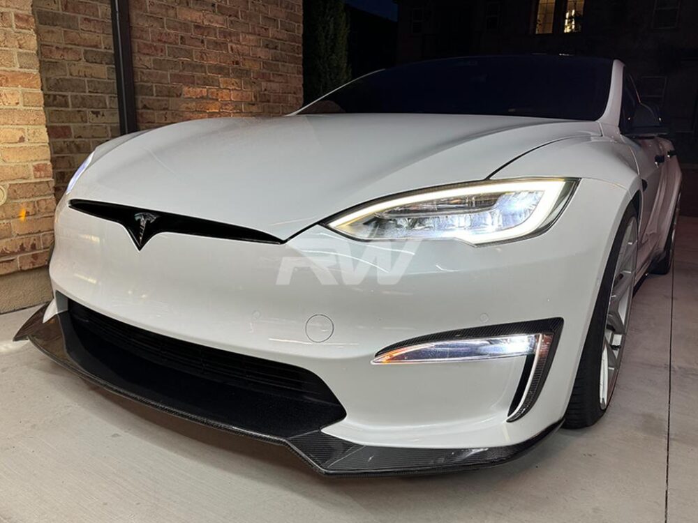 RW Carbon Tesla Model S Facelift CF Front Upper Splitters - Image 2