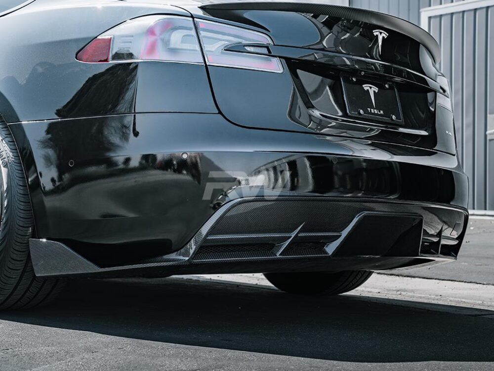 RW Carbon Tesla Model S / Plaid Carbon Fiber Rear Diffuser - Image 7