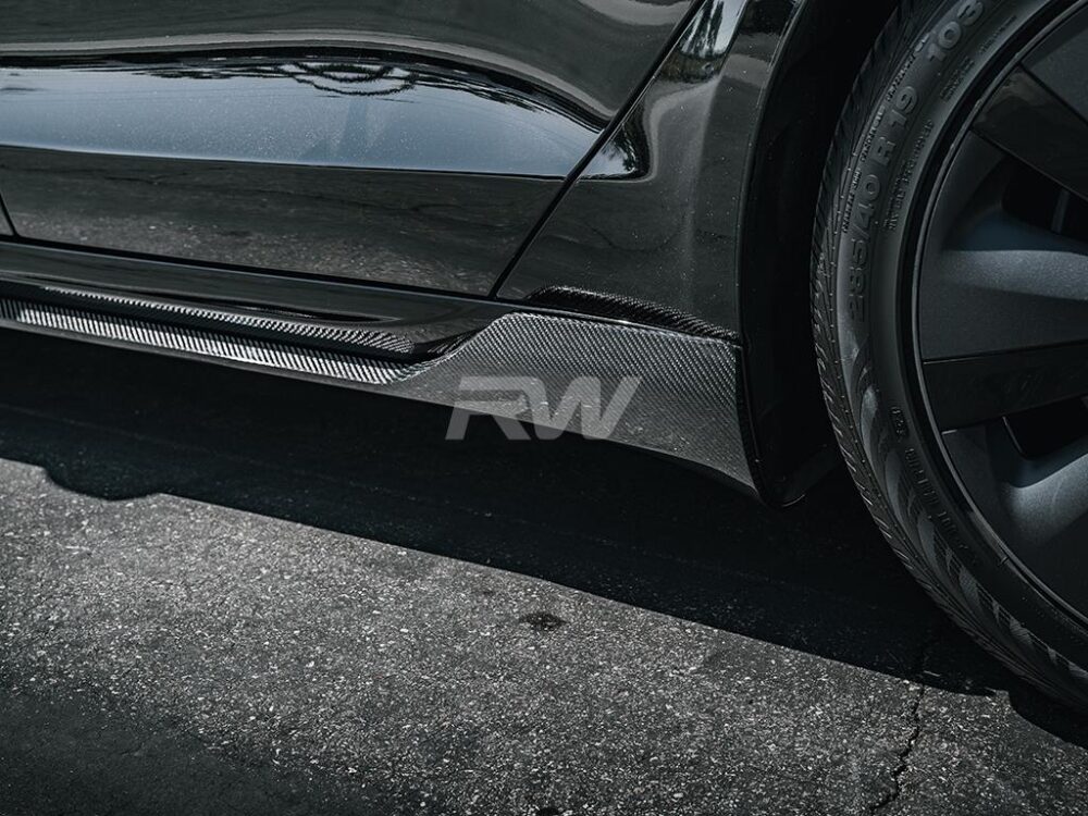 RW Carbon Tesla Model S / Plaid Carbon Fiber Side Skirt Extensions - Image 12