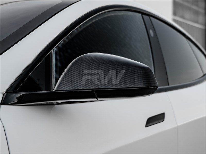 RW Carbon Tesla Model S / S Plaid 21+ Carbon Fiber Mirror Covers