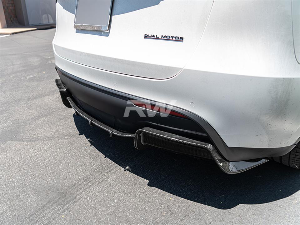 Alternative view of RW Carbon Tesla Model Y DTM Carbon Fiber Diffuser