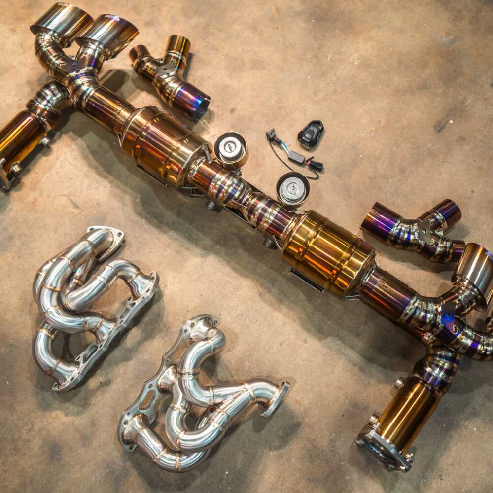 Alternative view of Valvetronic Designs Valved Race Exhaust System for Porsche 911 Turbo 991.1 / 991.2