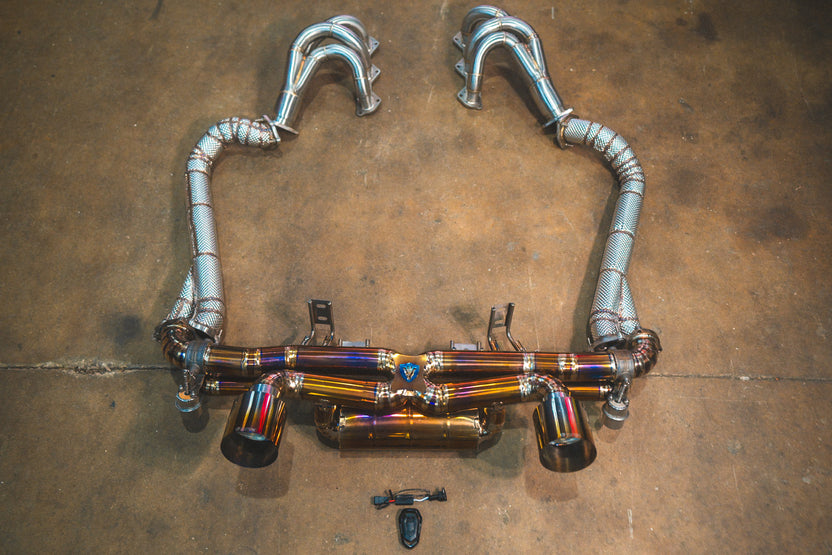 Alternative view of Valvetronic Designs Valved Sport Exhaust System for Porsche 718 GT4 / Boxster Spyder