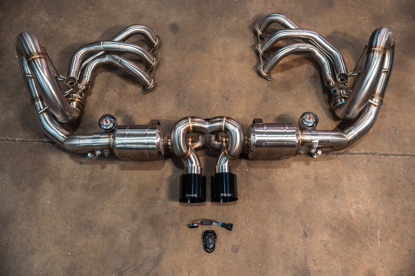 Alternative view of Valvetronic Designs Valved Sport Exhaust System for Porsche GT3/RS 991.1 / 991.2