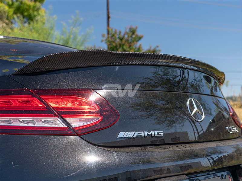 Alternative view of RW Carbon Mercedes W205 Coupe ED1 V2 Style CF Trunk Spoiler