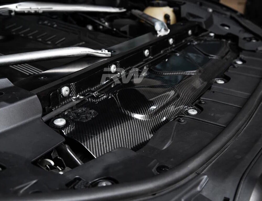 Alternative view of RW Carbon BMW Carbon Fiber Engine Bay Cooling Shroud