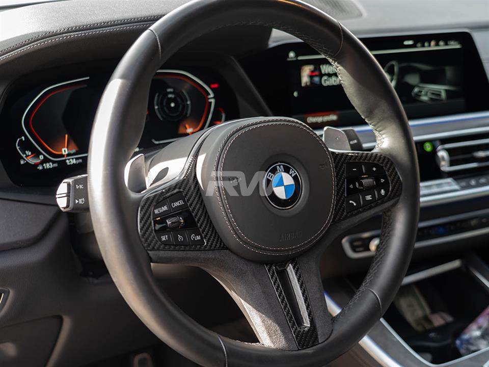 Alternative view of RW Carbon BMW Carbon Fiber Alcantara Steering Wheel Trim LCI