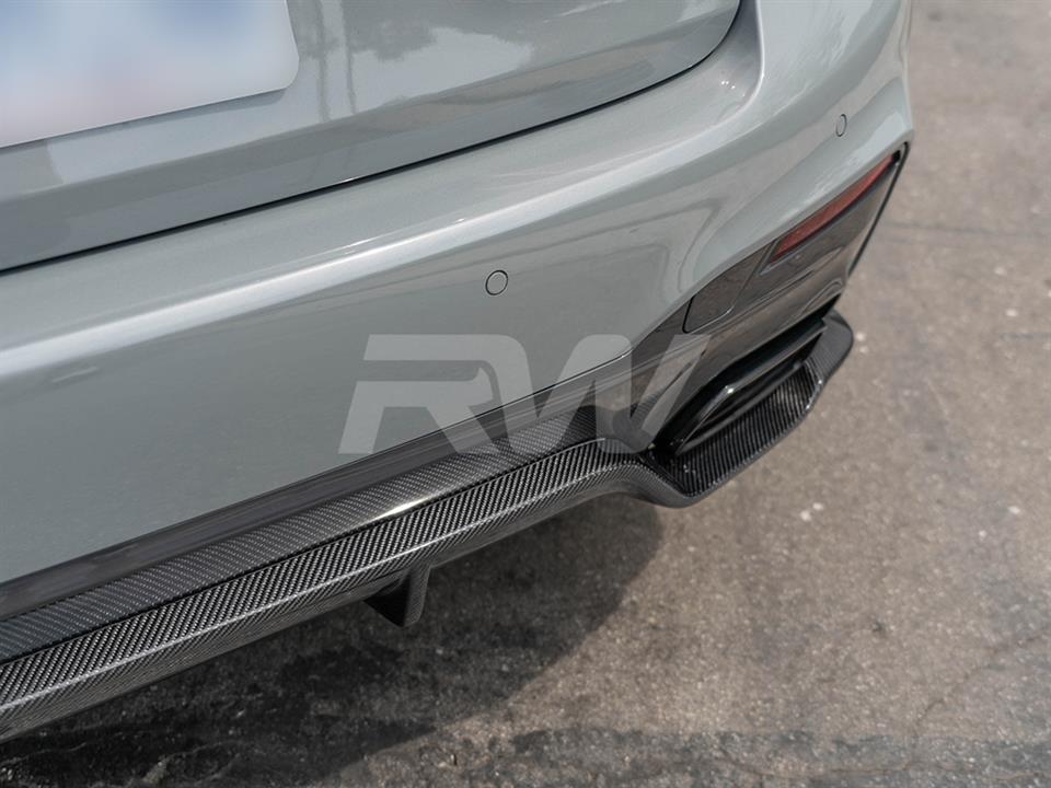 Alternative view of RW Carbon BMW G30 3D Style Carbon Fiber Rear Diffuser