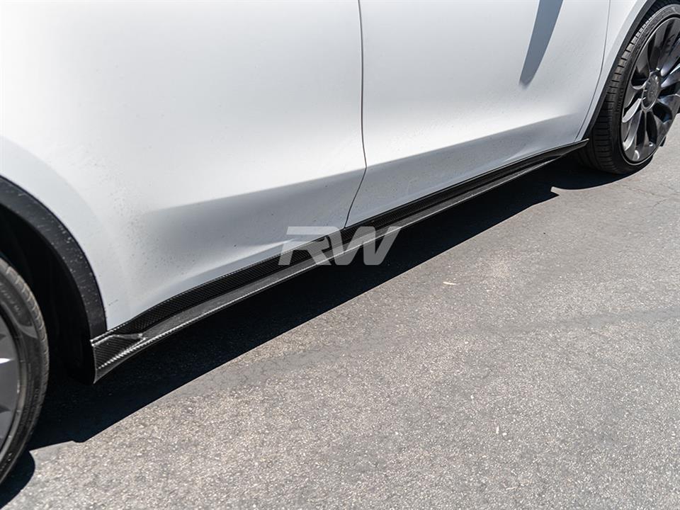 Alternative view of RW Carbon Tesla Model Y DTM CF Side Skirt Extensions